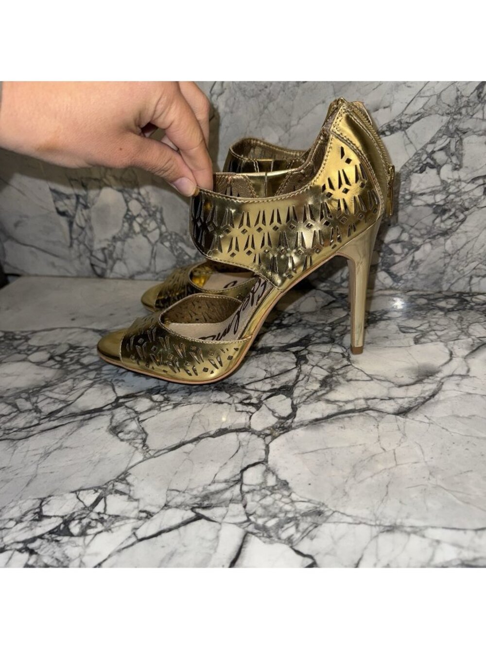 Sam Edelman Women’s 7.5 Alva Stiletto Sandals Gold
